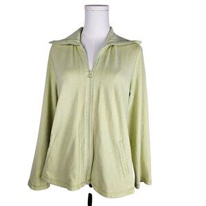Eileen Fisher Petite Large PL Light Green Organic Cotton Full Zip Jacket